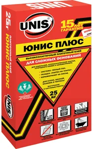 Клей для плитки, керамогранита и камня UNIS Плюс, 5кг