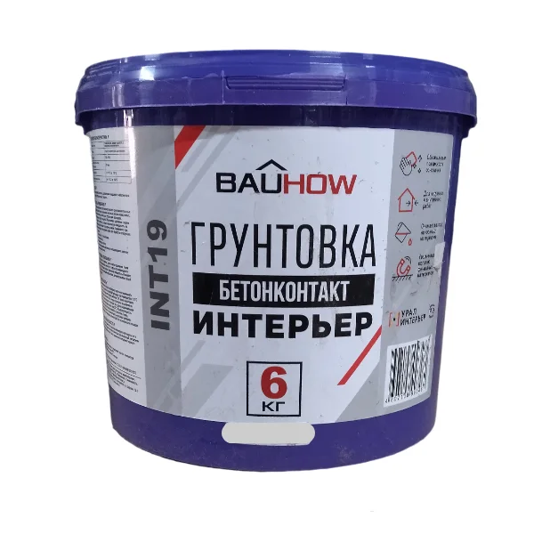 Грунтовка Бетон-контакт Интерьер BAUHOW, 6кг