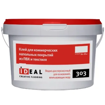Клей Ideal 303 для коммерческого линолеума и текстиля, морозостойкий 10л/14кг