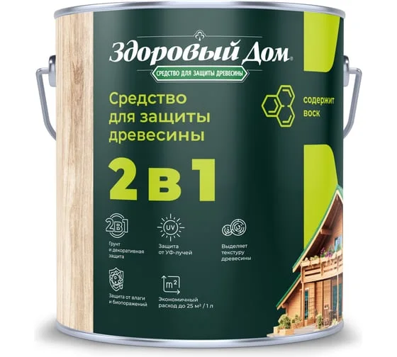 Средство деревозащитное Здоровый дом 2в1 Дуб, 0,8л