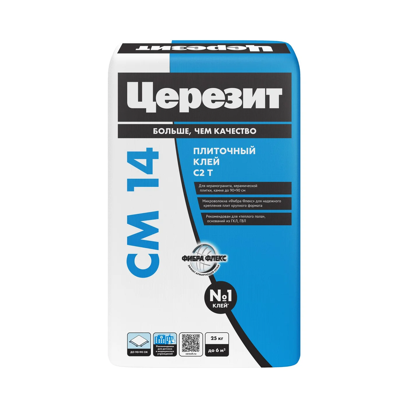 Клей для плитки и керамогранита Церезит CM14 (С2Т), 25кг