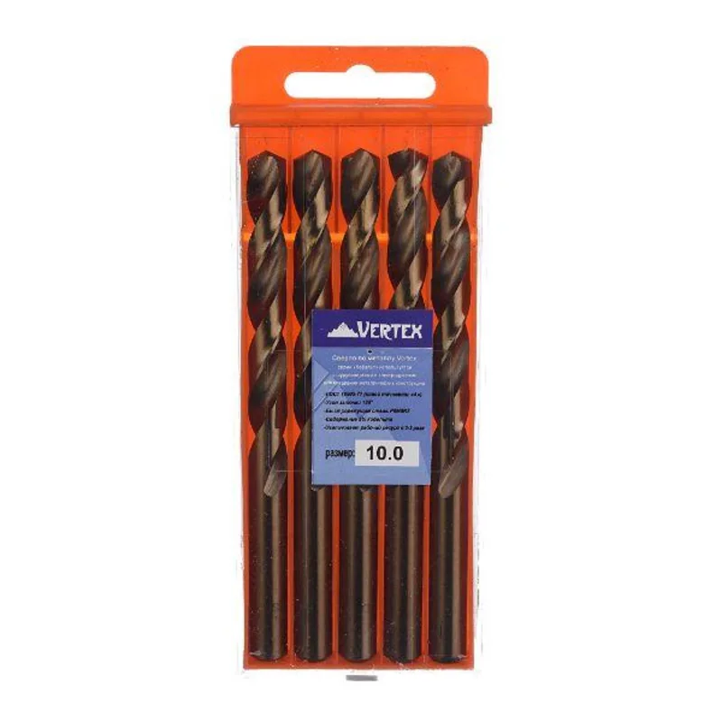 Сверло 10,5мм по металлу М35 кобальт VERTEXTOOLS (5шт/упак)