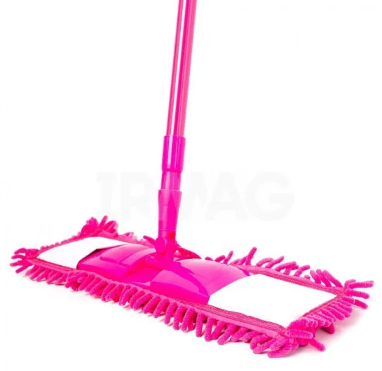Швабра плоская ROOM BROOM 110см вермишель розовая+1 насадка