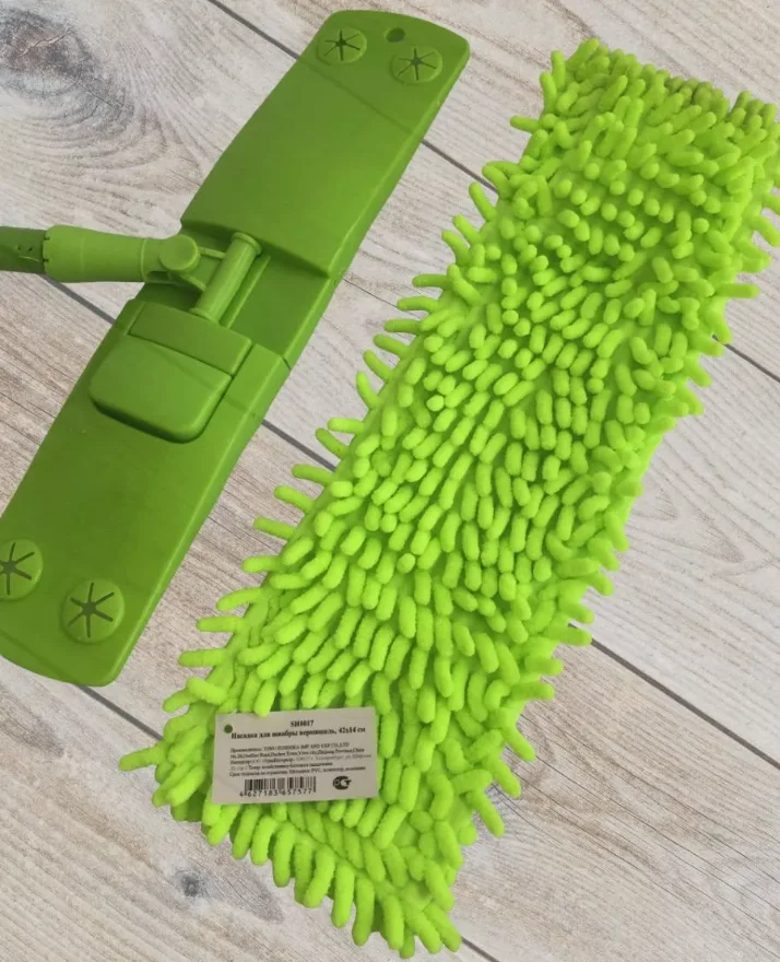 Швабра плоская ROOM BROOM 110см вермишель зеленая+2 насадки