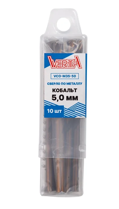 Сверло 5мм по металлу ц/х l=52, L=86 кобальт VERTA (10шт/уп)