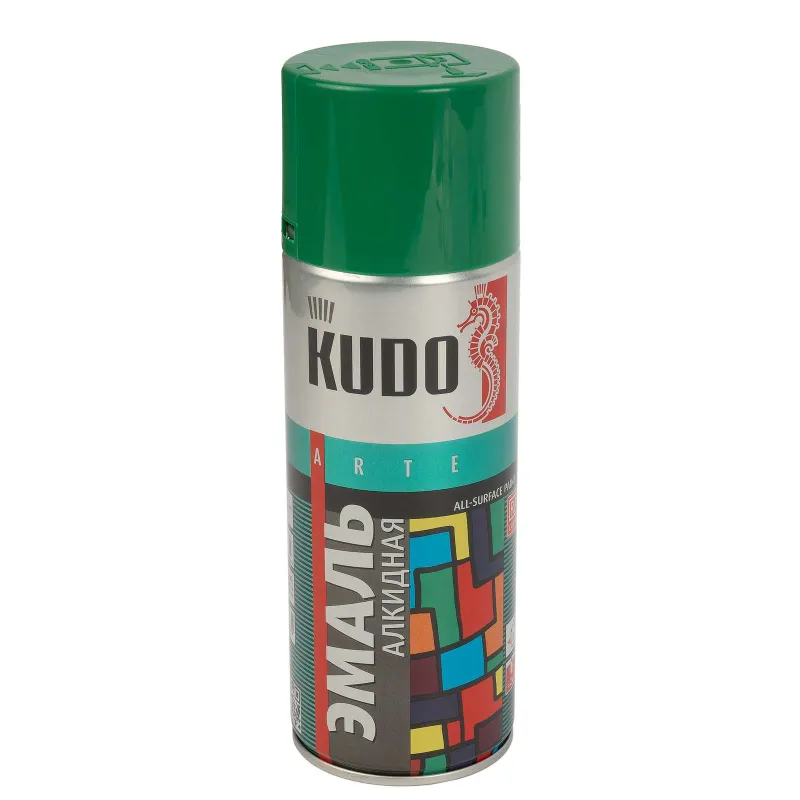 Эмаль аэрозольная Kudo зеленая (RAL 10081) глянцевая 0,52л