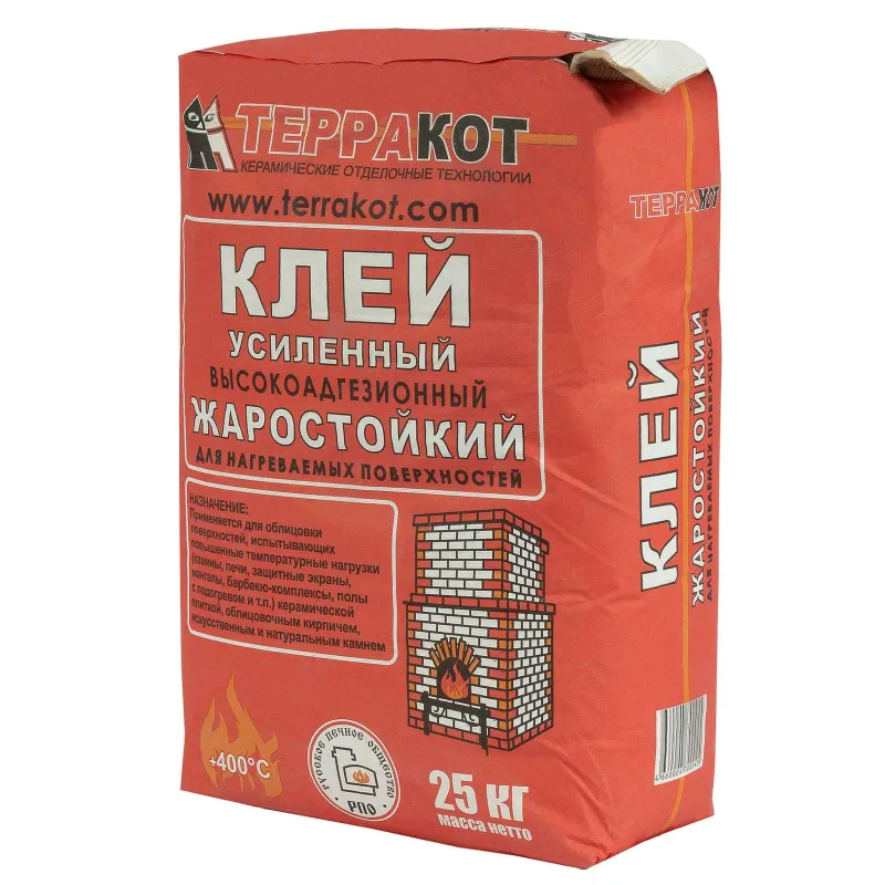 Клей усиленный жаростойкий для печей и каминов Терракот 25кг