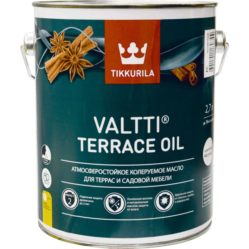 Масло для террас и садовой мебели Tikkurila Valtti Terrace Oil (база С) полуматовое 2,7л