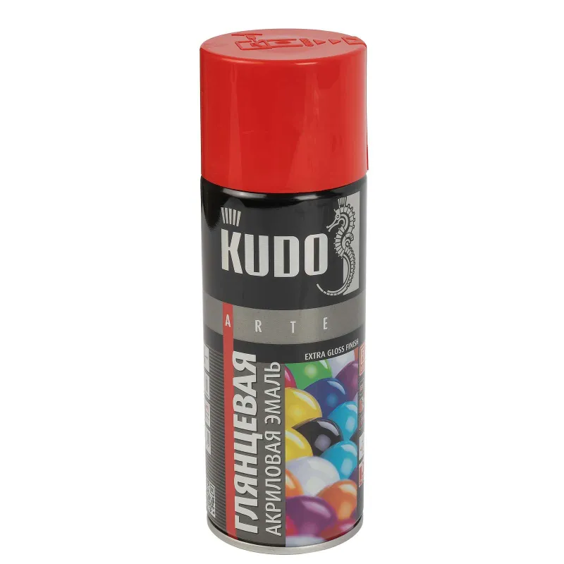 Эмаль аэрозольная акриловая Kudo алая (RAL 3020) глянцевая 0,52л