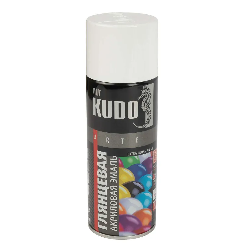 Эмаль аэрозольная акриловая Kudo белая (RAL 9003) глянцевая 0,52л