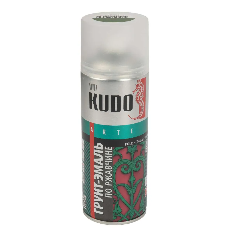 Грунт-эмаль по ржавчине аэрозольная Kudo зеленая (RAL 6002) матовая 0,52л
