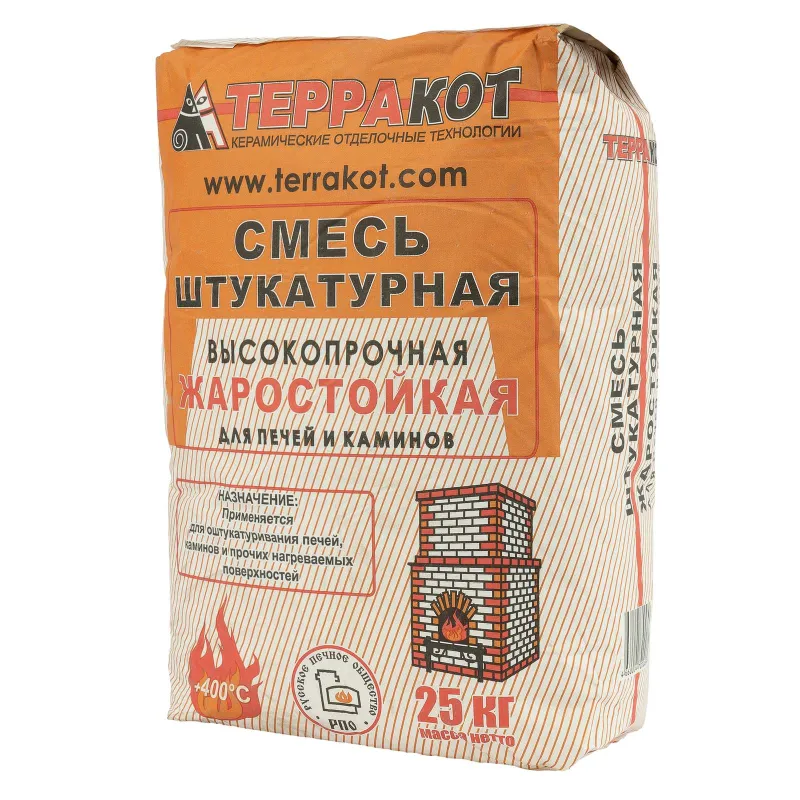 Смесь штукатурная жаростойкая для печей и каминов Терракот 25кг
