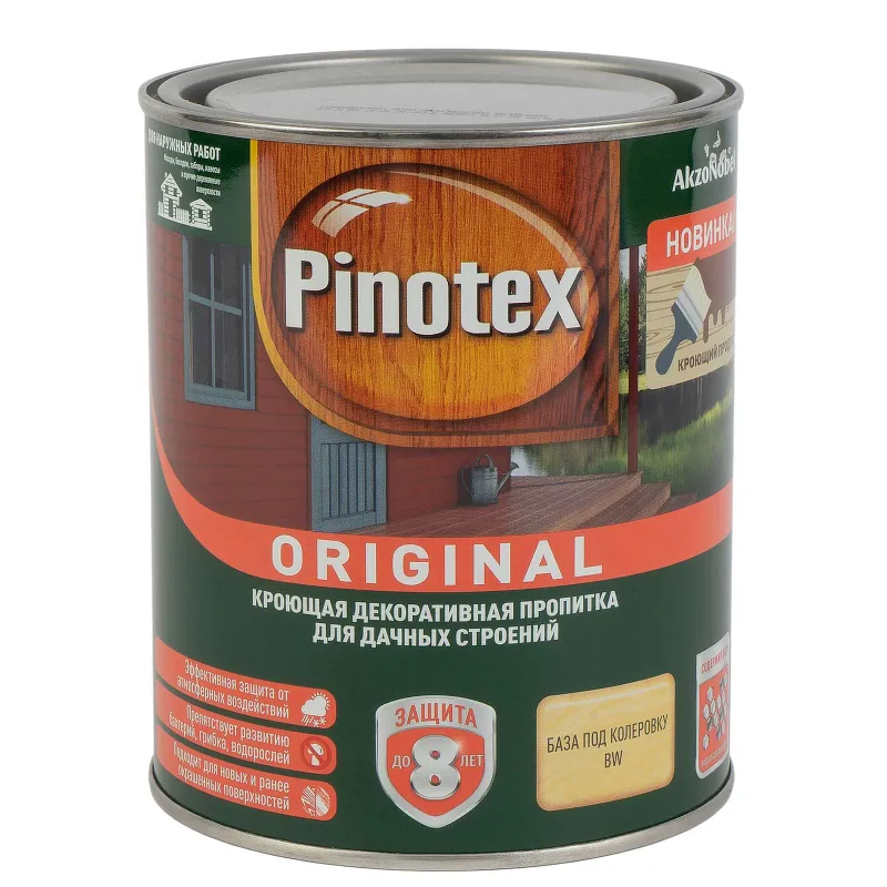 Декоративно-защитное средство для дерева Pinotex Original белое полуматовое 0,9л