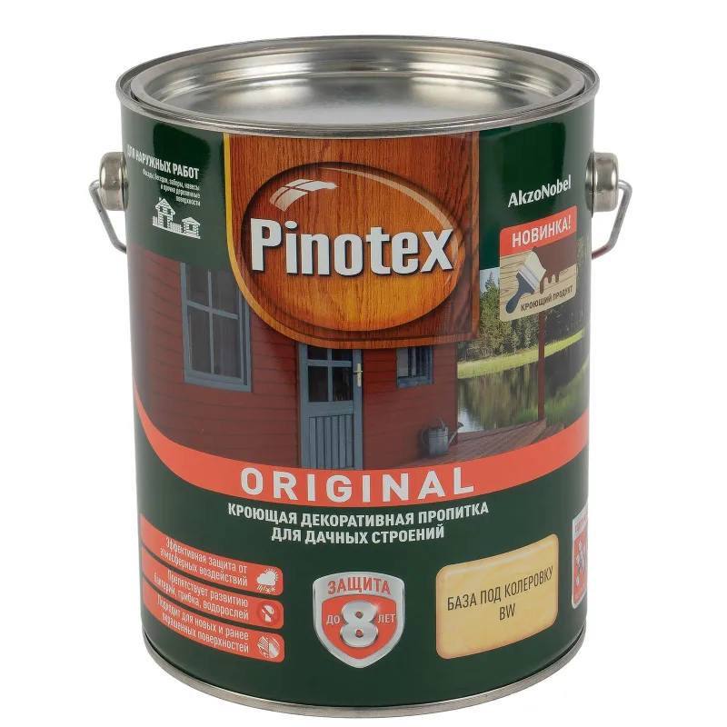 Декоративно-защитное средство для дерева Pinotex Original белое полуматовое 2,7л