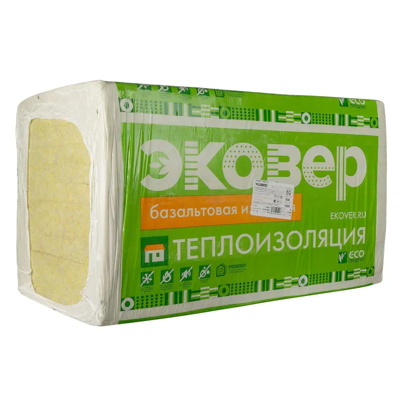 Утеплитель 1000x600x50мм Эковер Лайт 35кг/м³ 7,2м²