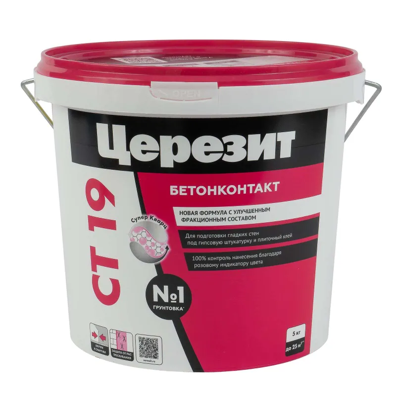 Грунтовка Церезит СТ 19 бетонконтакт, 5 кг
