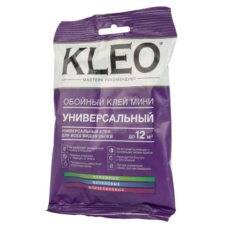 Клей обойный KLEO Мини для всех видов обоев, шоу-бокс, 60гр