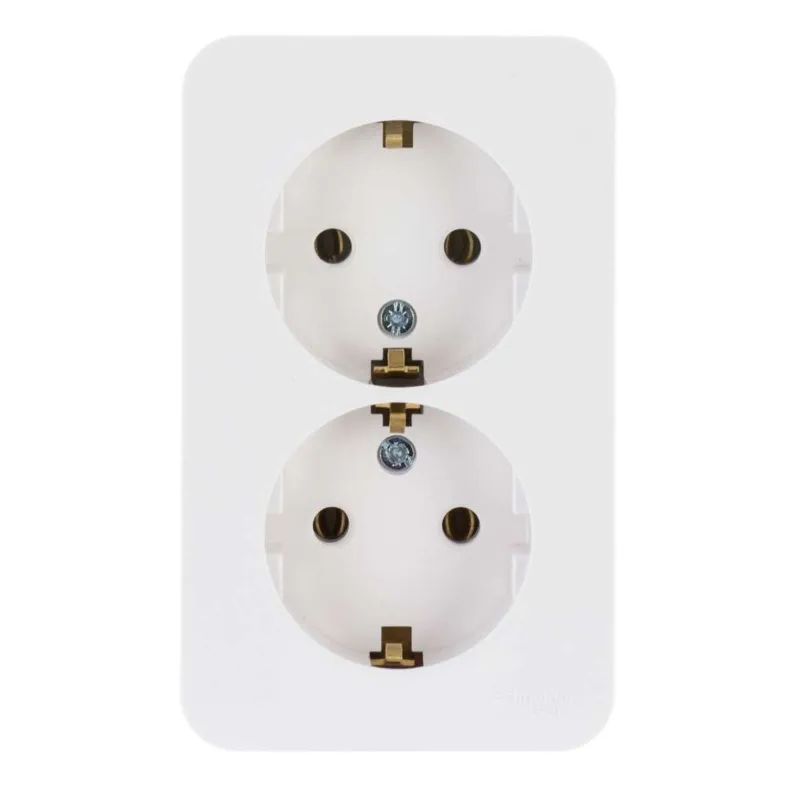 Розетка двухместная накладная с заземлением Blanca белая IP20 Systeme Electric