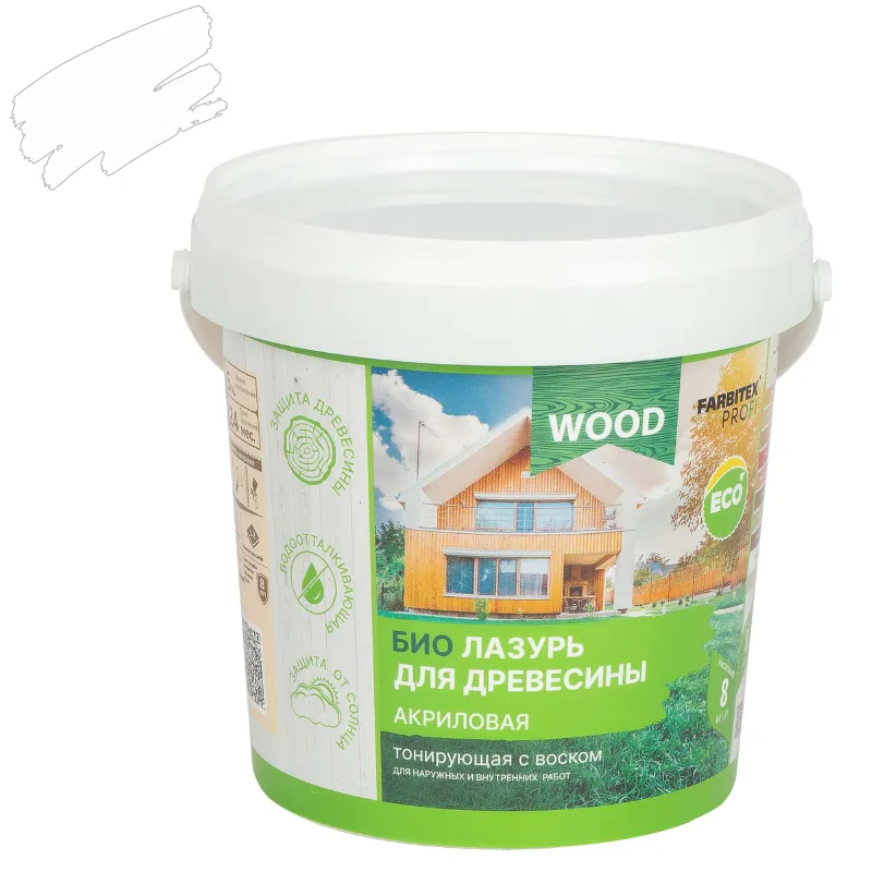 Лазурь акриловая защитно-красящая Farbitex Профи Wood бесцветная полуглянцевая 0,9л