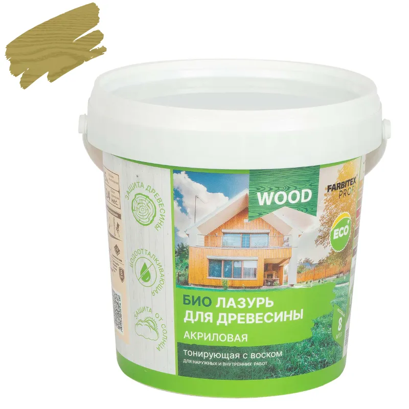 Лазурь акриловая защитно-красящая Farbitex Профи Wood тик полуглянцевая 0,9л