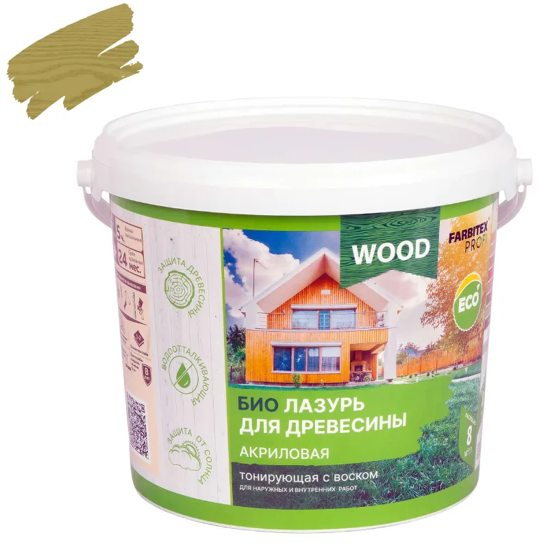 Лазурь акриловая защитно-красящая Farbitex Профи Wood тик полуглянцевая 5л