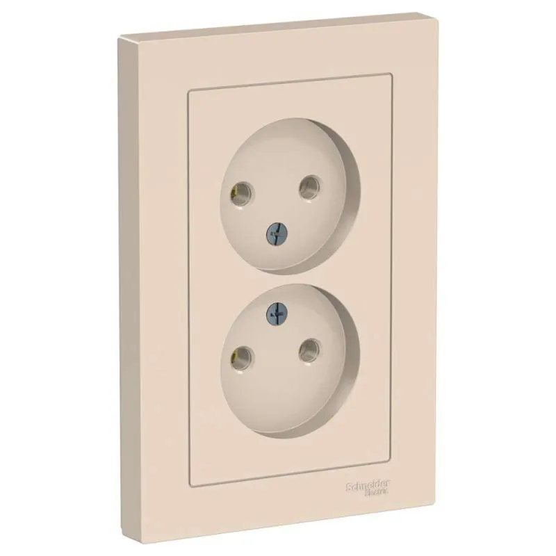 Розетка двухместная без заземления AtlasDesign бежевая IP20 Systeme Electric