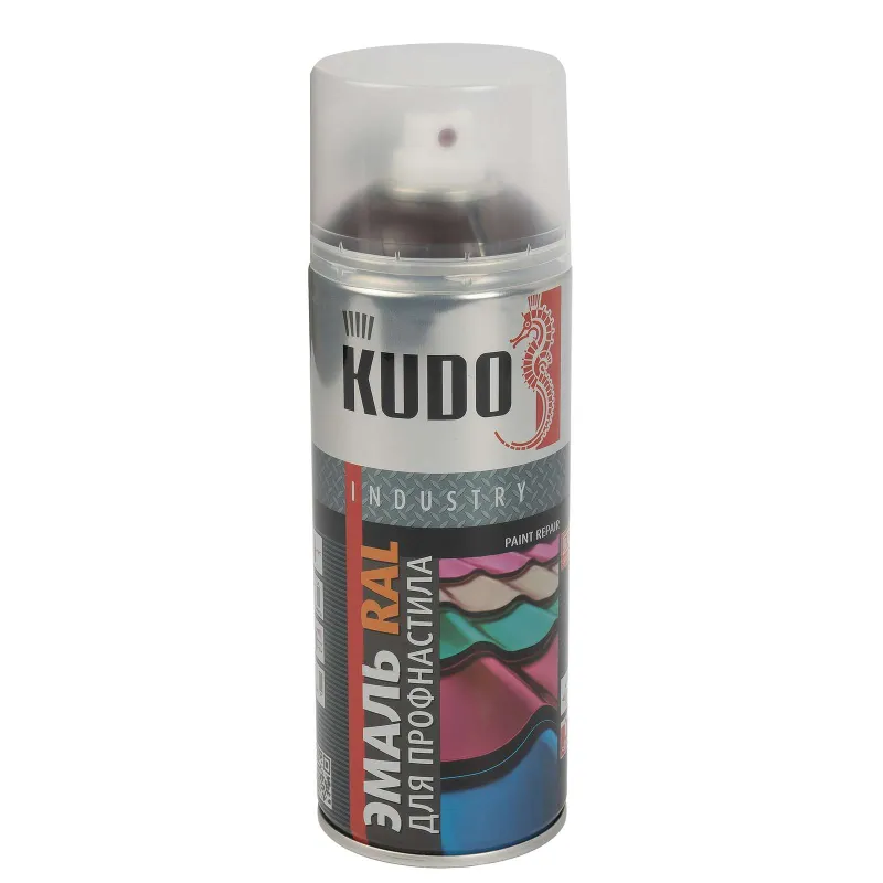 Эмаль аэрозольная для профнастила Kudo шоколадно-коричневая (RAL 8017) полуматовая 0,52л