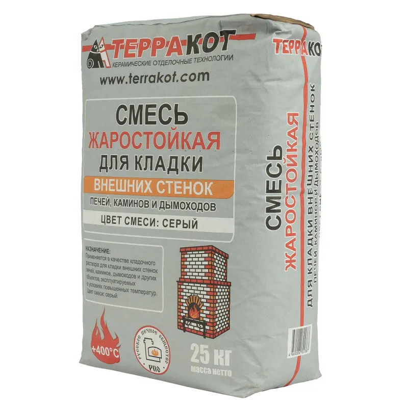 Смесь кладочная жаростойкая для печей и каминов Терракот 25кг
