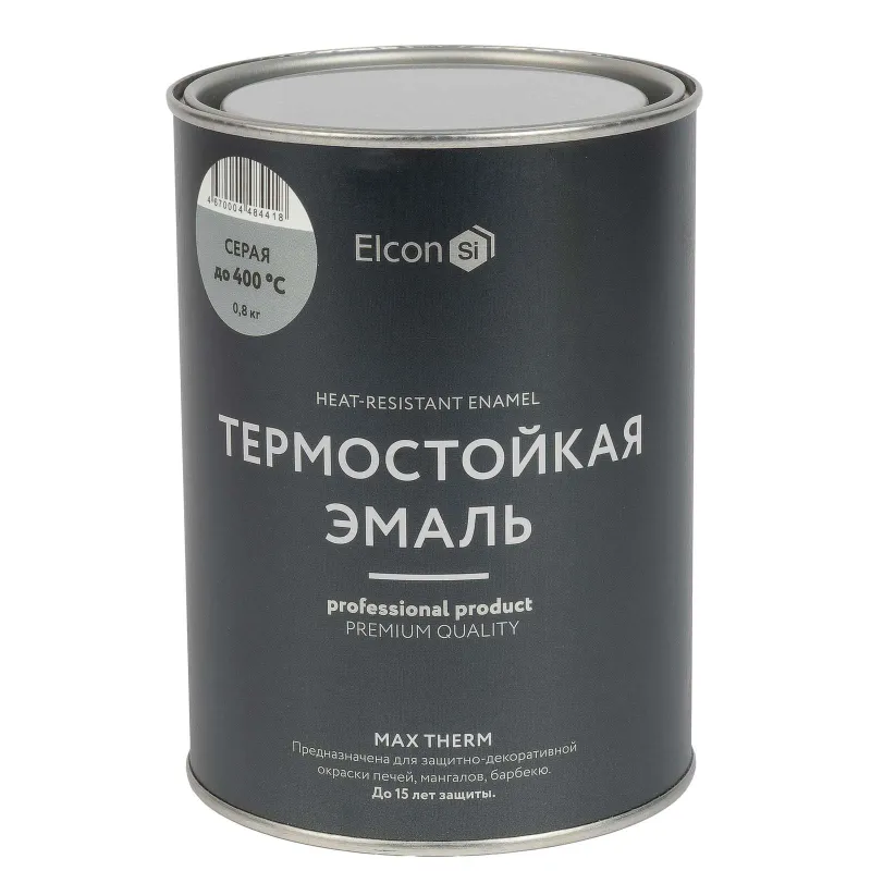 Эмаль термостойкая Elcon серая (до +400°С) матовая 0,8кг