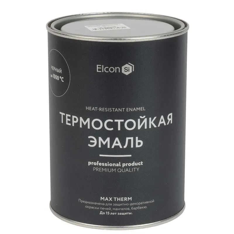 Эмаль термостойкая Elcon черная (до +1000°С) матовая 0,8кг