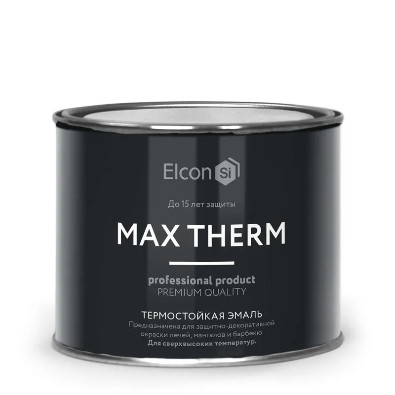 Эмаль термостойкая Elcon черная (до +1000°С) матовая 0,4кг