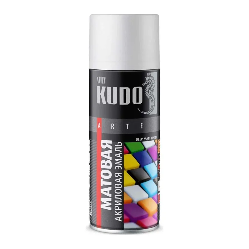 Эмаль аэрозольная акриловая Kudo белая (RAL 9003) матовая 0,52л