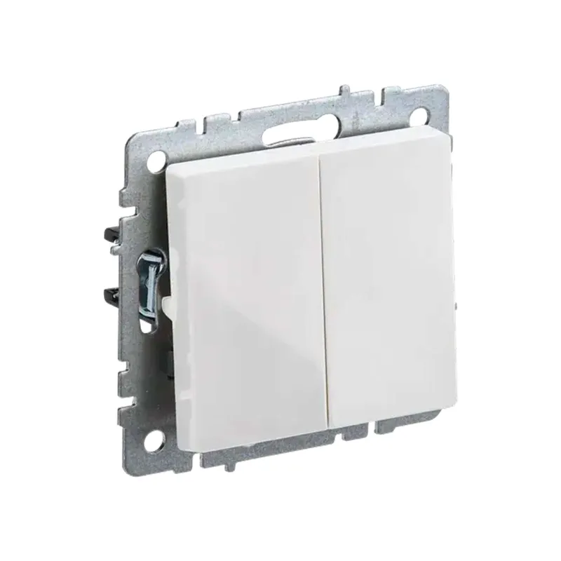Механизм выключателя двухклавишный Brite белый IP20 IEK