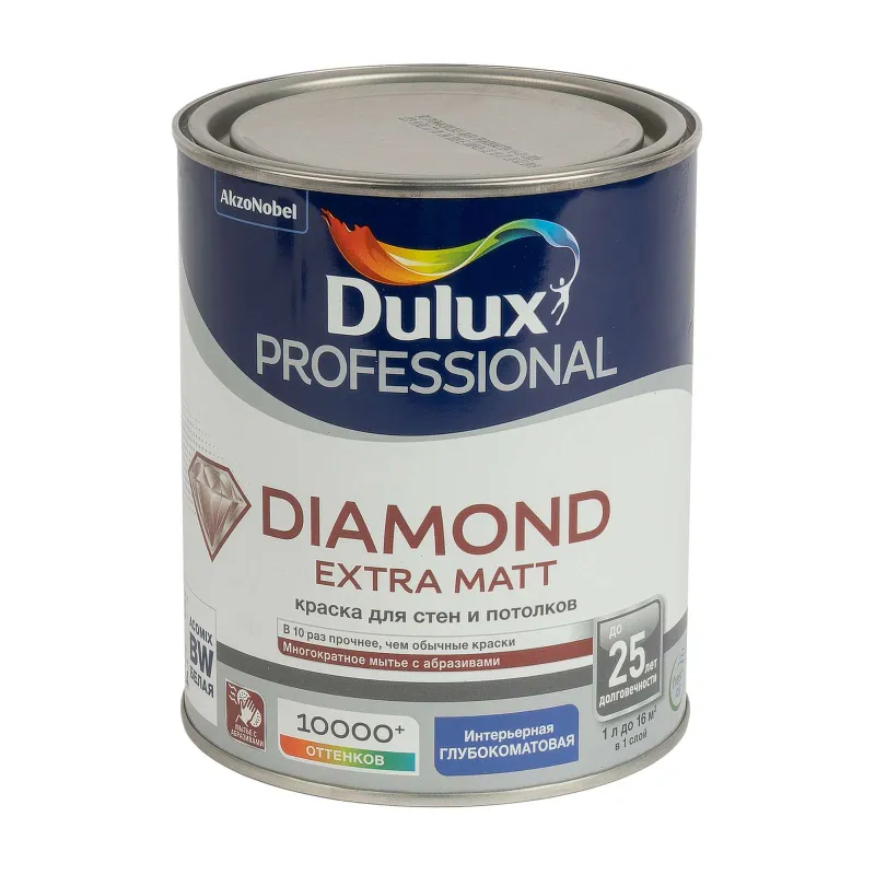 Краска интерьерная моющаяся Diamond Extra Matt глубокоматовая 1л Dulux