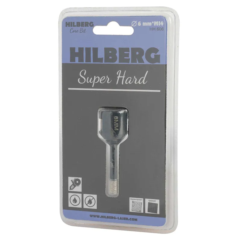 Коронка алмазная Hilberg Super Hard по керамике и керамограниту для УШМ 6 мм