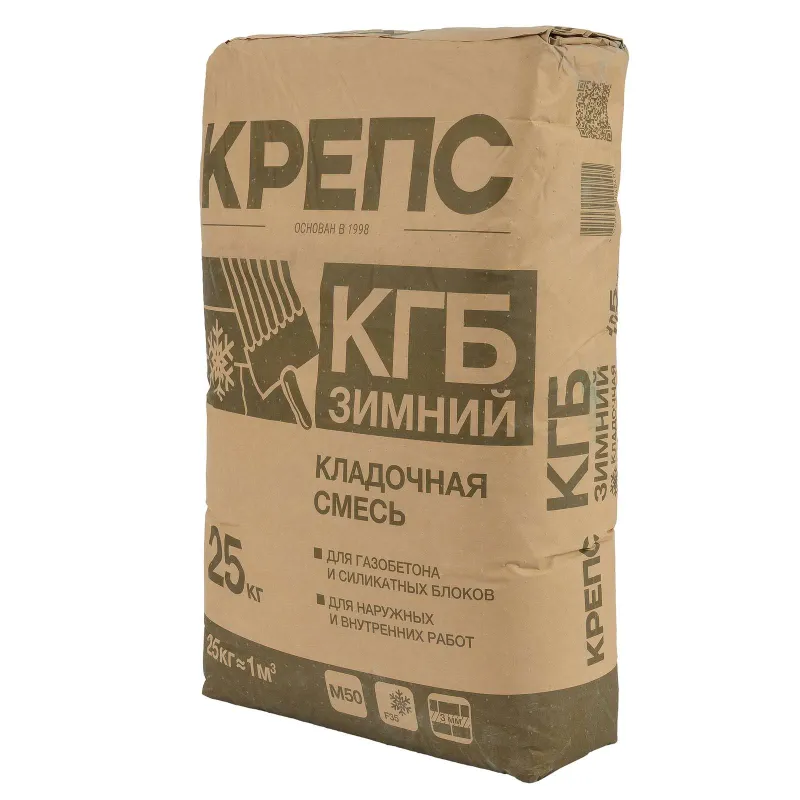 Смесь кладочная для блоков Крепс КГБ М-50 зимняя -10°С 25кг