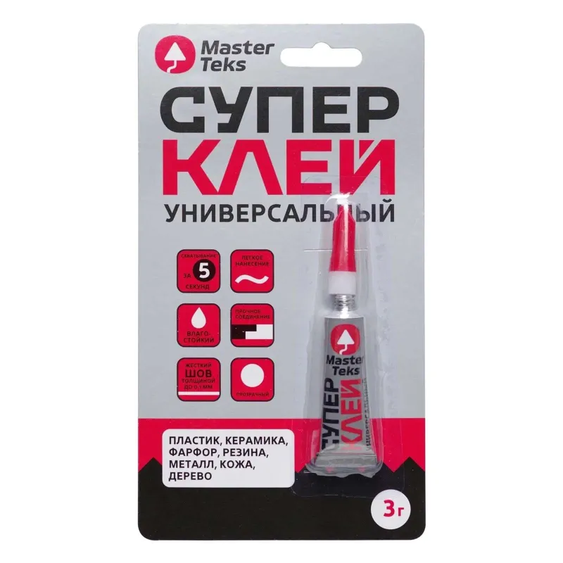 Клей универсальный цианокрилатный MasterTeks 3 гр прозрачный