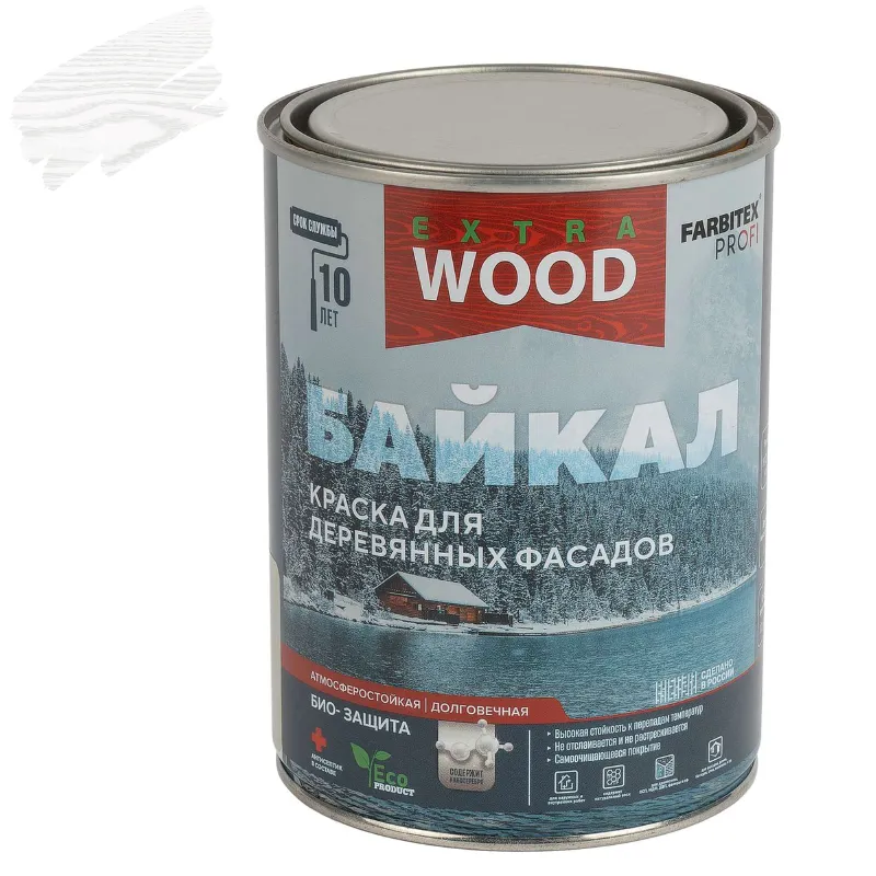 Краска для деревянных фасадов FARBITEX Байкал белая база А 0,75 л