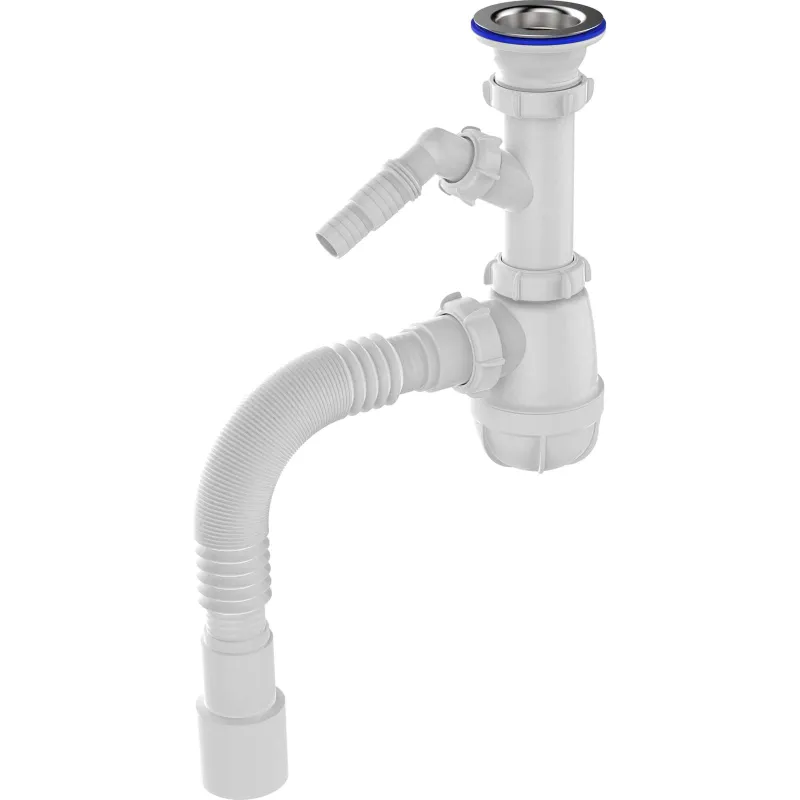 Сифон для кухонной мойки и раковины 1 1/2"х40 Aquant с выходом 40/50 и отводом