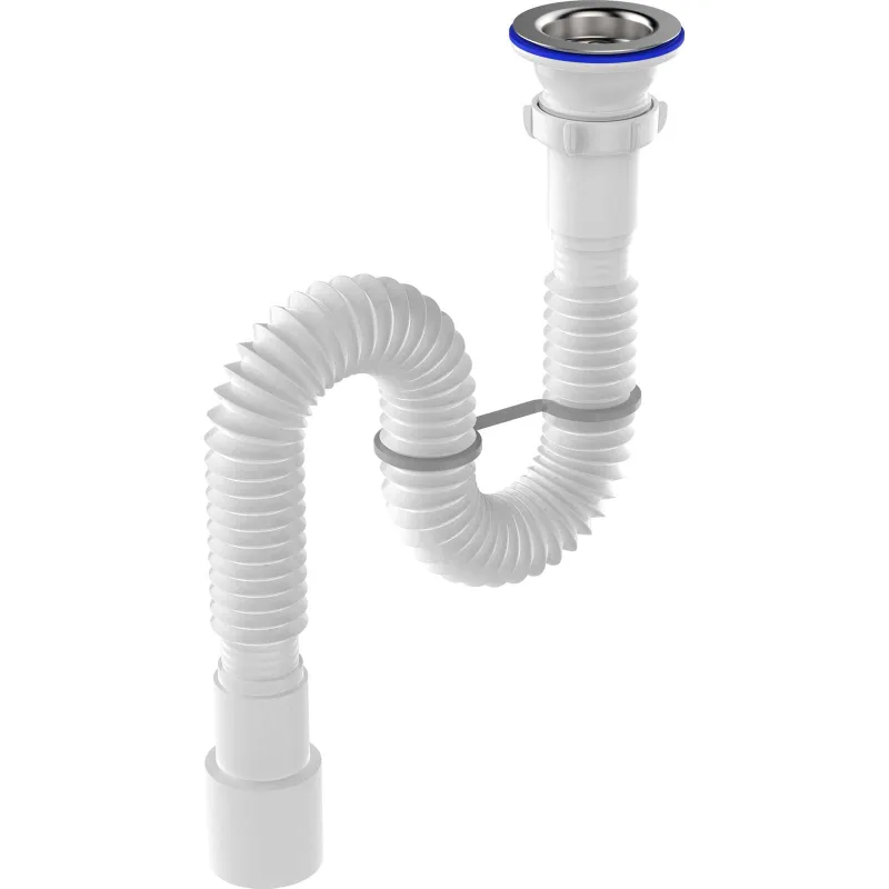 Гофросифон для кухонной мойки и раковины 1 1/2"х40/50 Aquant 750мм с нержавеющей решеткой