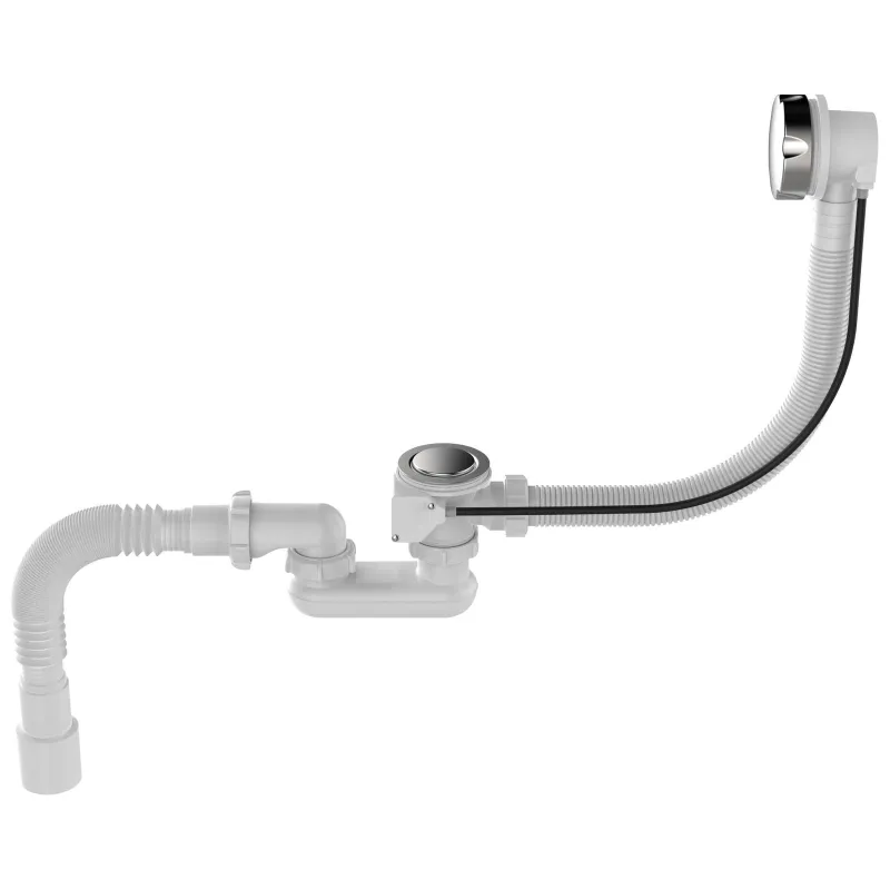 Сифон для ванны 1 1/2"х40 Aquant регулируемый с выходом 40/50 и нержавеющей решеткой