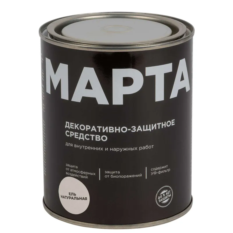 Декоративно-защитное средство для дерева Марта ель натуральная полуматовое 0,75л