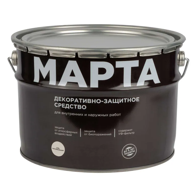 Декоративно-защитное средство для дерева Марта ель натуральная полуматовое 9л