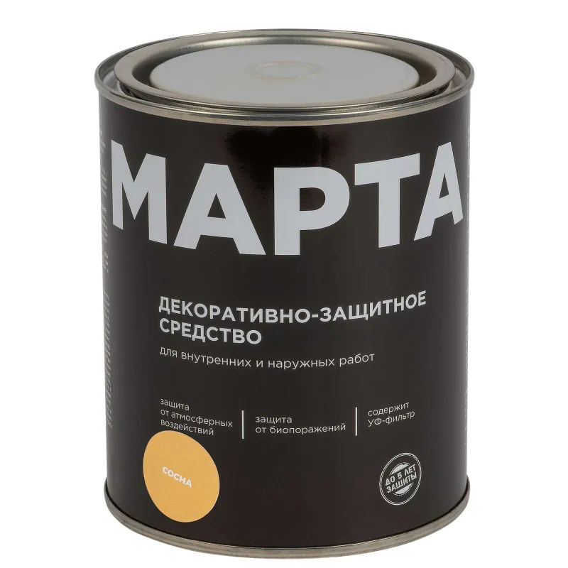 Декоративно-защитное средство для дерева Марта сосна полуматовое 0,75л