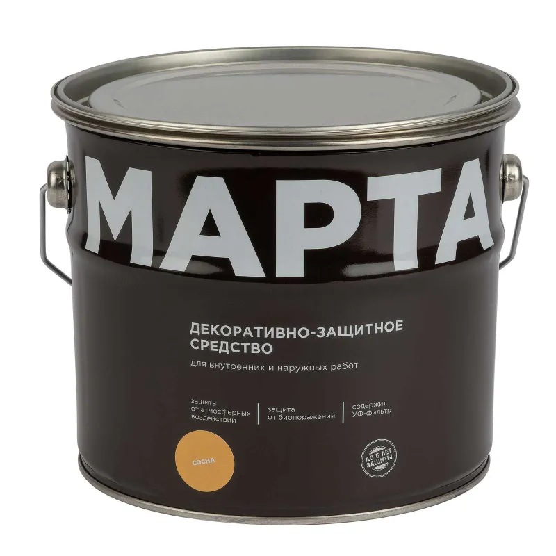 Декоративно-защитное средство для дерева Марта сосна полуматовое 2,7л