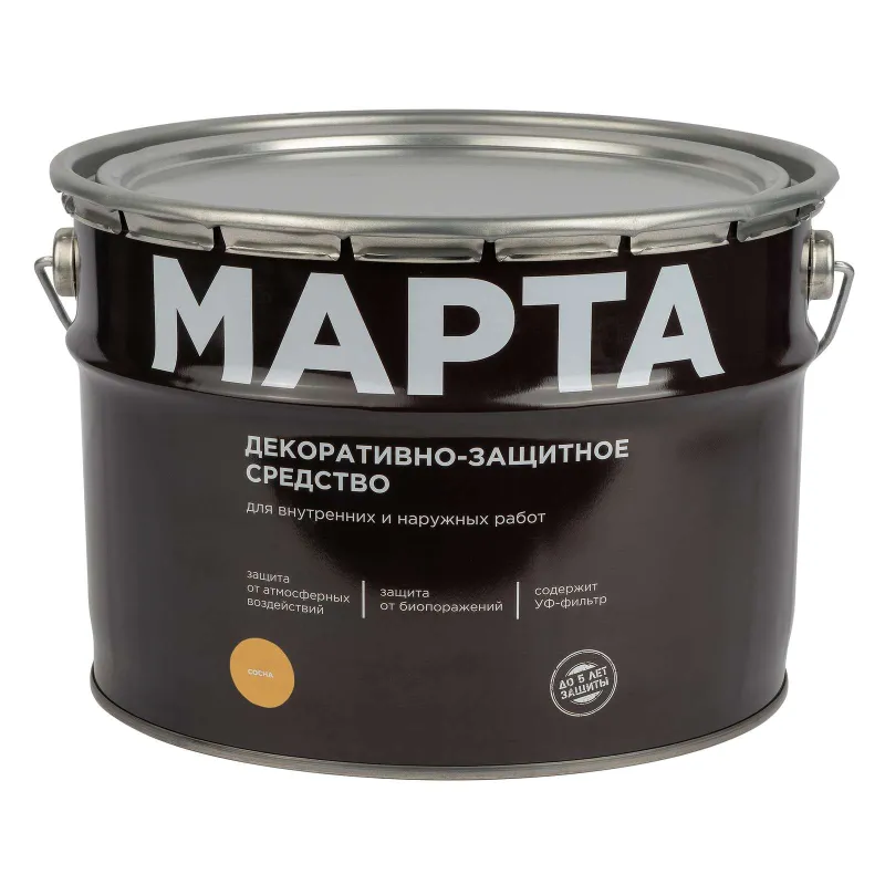 Декоративно-защитное средство для дерева Марта сосна полуматовое 9л