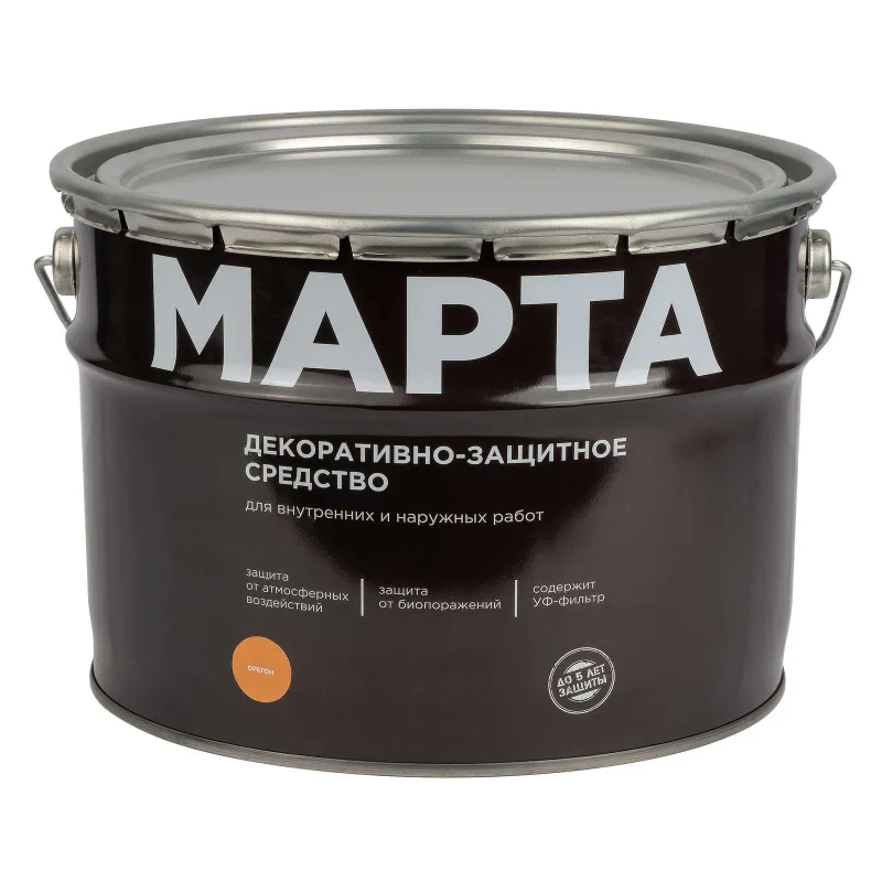 Декоративно-защитное средство для дерева Марта орегон полуматовое 9л