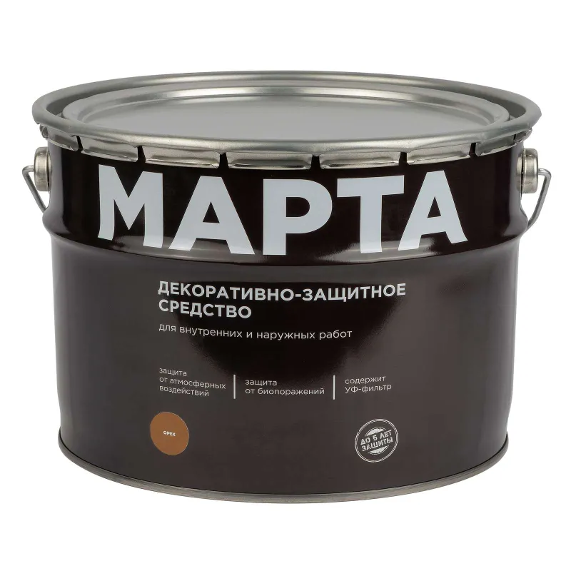Декоративно-защитное средство для дерева Марта орех полуматовое 9л