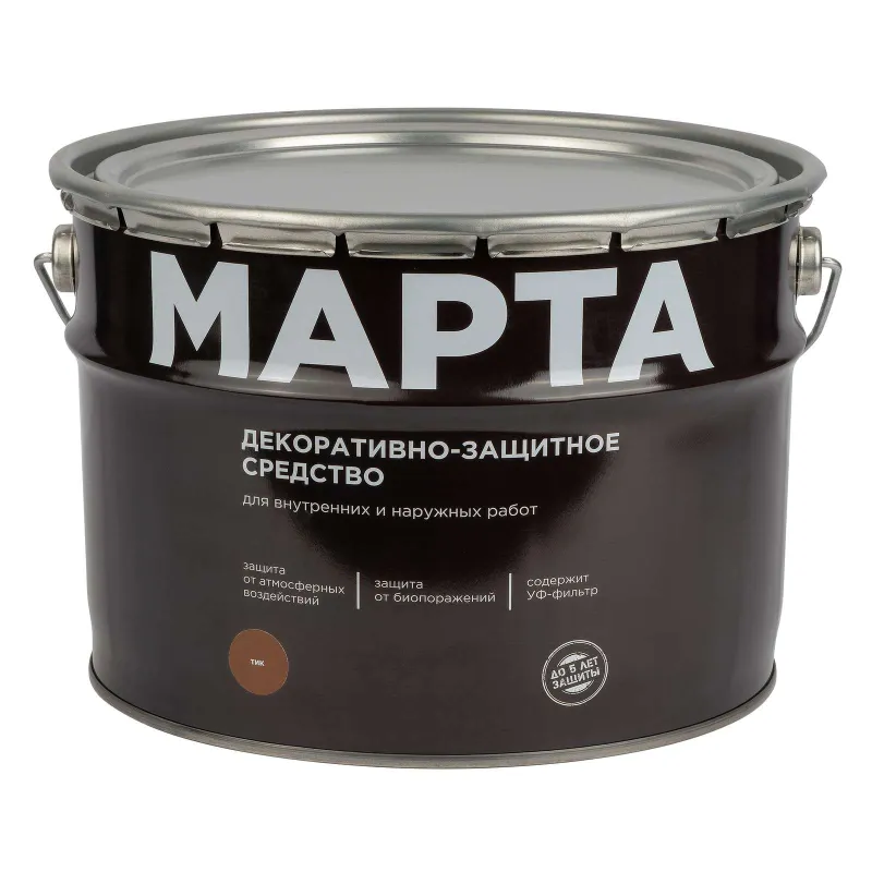 Декоративно-защитное средство для дерева Марта тик полуматовое 9л