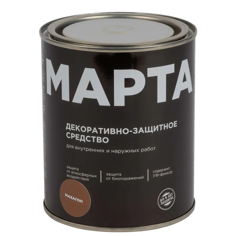 Декоративно-защитное средство для дерева Марта махагон полуматовое 0,75л